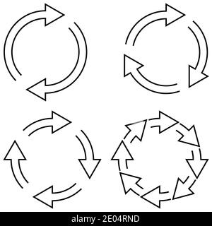 icona di aggiornamento del ricaricamento del segno frecce di rotazione nella sincronizzazione del simbolo del vettore circolare, rinnovabile per lo scambio di criptovalute per modificare l'aggiornamento Illustrazione Vettoriale
