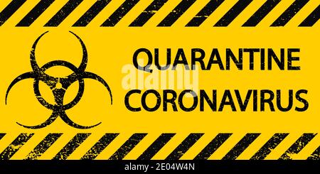 Strisce gialle e nere, simbolo di segno zona di quarantena Stop Novel Coronavirus focolaio covid 2019 nCoV sintomi in Wuhan Cina, quarantena vettoriale Illustrazione Vettoriale