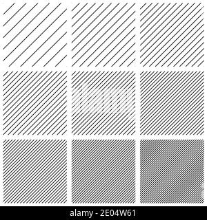 Impostare le ripetizioni quadrate con linee diagonali strisce, linee parallele vettoriali trame di sfondo Illustrazione Vettoriale