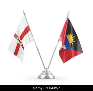 Antigua, Barbuda e Irlanda del Nord, bandiere isolate bianco Foto Stock