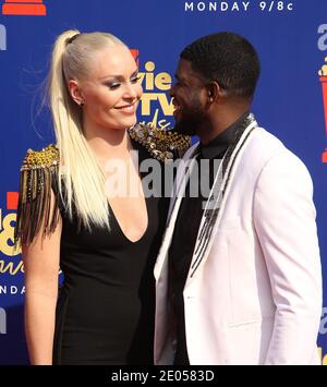 SANTA MONICA, CALIFORNIA - 15 GIUGNO: Lindsey Vonn e P. K. Subban partecipano al MTV Movie and TV Awards 2019 al Barker Hangar il 15 giugno 2019 a Santa Monica, California. Foto: ImageSPACE/MediaPunch Foto Stock