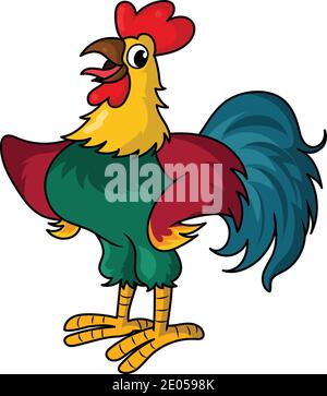 Colourful Rooster - immagine vettoriale immagine stock isolata in bianco sfondo Illustrazione Vettoriale