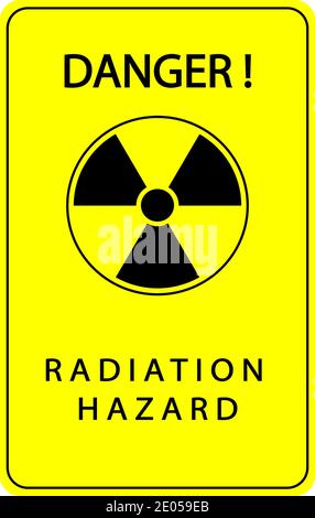 Segno giallo con il simbolo e l'iscrizione pericolo di radiazioni. Vettore. Illustrazione Vettoriale