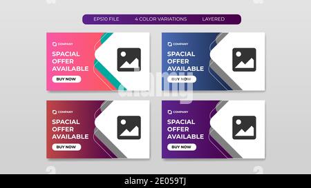 Offerta speciale giorno di San Valentino Social Media Cover Banners Vector Template Set EPS10. Illustrazione Vettoriale