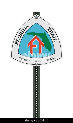 Illustrazione vettoriale del cartello stradale Florida Trail su metallo post Illustrazione Vettoriale