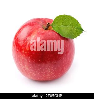 Frutti di mela rossi isolati su sfondo bianco . Foto Stock