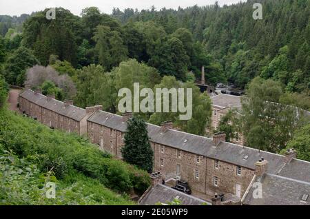 New Lanark e il fiume Clyde Foto Stock