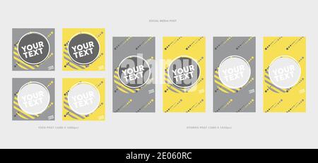 Modelli di post per i social network, nei colori dell'anno 2021: Ultimate Grey e illuminanti Illustrazione Vettoriale