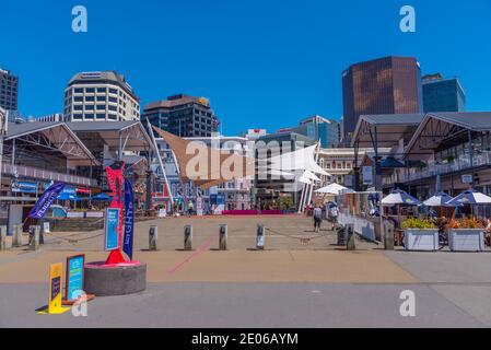 WELLINGTON, NUOVA ZELANDA, 9 FEBBRAIO 2020: Molo Queens sul lungomare di Wellington, Nuova Zelanda Foto Stock