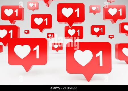 Santander, Spagna - 22 dicembre 2020: Icona di notifica con un nuovo cuore di notifica come. illustrazione 3d. rendering 3d Foto Stock