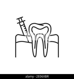 Icona della linea di colore dell'analgesia dei denti. Pittogramma per pagina web, app mobile, promo. Tratto modificabile. Illustrazione Vettoriale