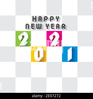 illustrazione vettoriale di felice nuovo anno 2021 poster design Illustrazione Vettoriale