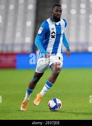 Isaac Mbenza di Huddersfield Town durante la partita del campionato Sky Bet allo stadio John Smith di Huddersfield. Foto Stock