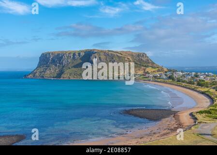 Vista aerea del paesaggio urbano di Stanley, Australia Foto Stock