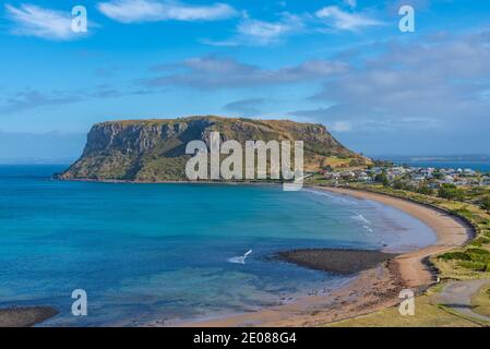 Vista aerea del paesaggio urbano di Stanley, Australia Foto Stock