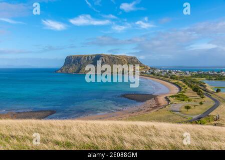 Vista aerea del paesaggio urbano di Stanley, Australia Foto Stock