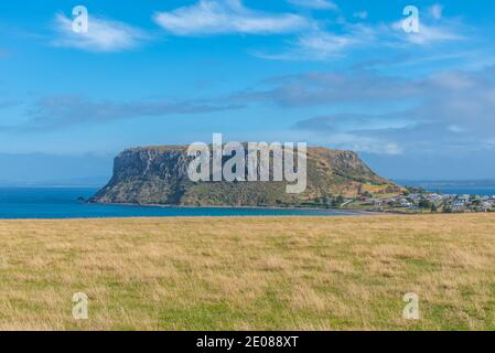 Vista aerea del paesaggio urbano di Stanley, Australia Foto Stock