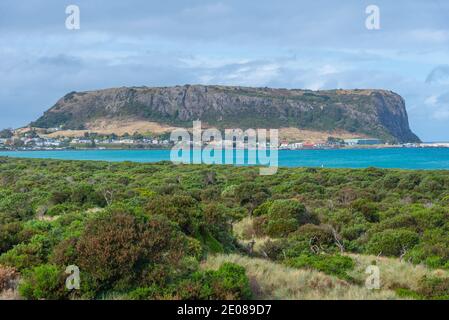 Vista aerea del paesaggio urbano di Stanley, Australia Foto Stock