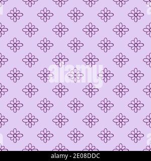 Fiori viola fantasia semplice diagonale senza cuciture motivo sul chiaro sfondo lilla semplice floreale ripetizione ornamento, decorazione per la vacanza d'amore, inviti Foto Stock