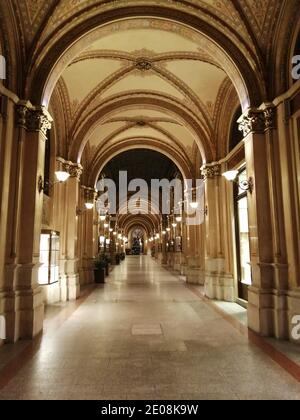 Freyung Passage, Palais Ferstel. Vienna, Austria. 12.12.2020. Foto Stock