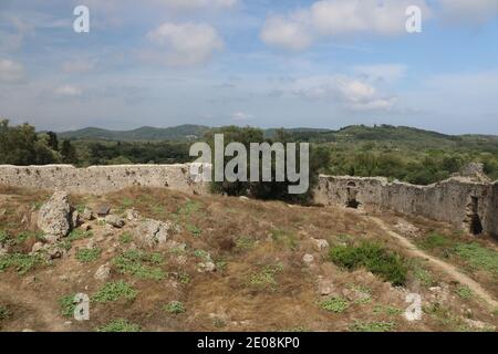 Rovine del castello di Gardiki Foto Stock