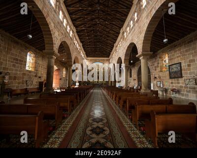 Interno all'interno della Cattedrale di Barichara Catedral de la inmaculada concepcion chiesa sito religioso nella città colombiana Guanenta Santander Foto Stock