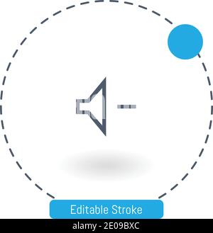 altoparlante meno volume contorno icona vettore segno interfaccia modificabile tratto icone di contorno per il web e i dispositivi mobili Illustrazione Vettoriale