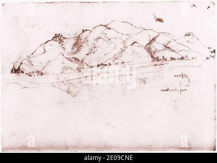 Leonardo da vinci, Paesaggio vicino Pisa. Foto Stock