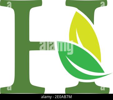 Elementi del modello di icone del logo Letter H eco Leaves Illustrazione Vettoriale