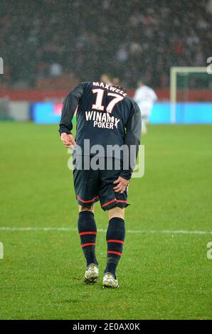 Maxwell di PSG durante la prima partita di calcio della Francia, Paris Saint-Germain vs Ajaccio al Parc des Princes di Parigi, Francia, il 4 marzo 2012. PSG ha vinto 4-1. Foto di Thierry Plessis/ABACAPRESS.COM Foto Stock