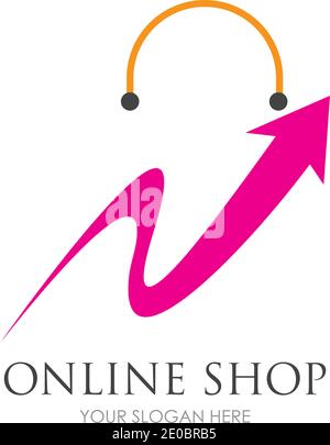 disegno del modello di illustrazione di icona vettoriale del logo del negozio online Illustrazione Vettoriale