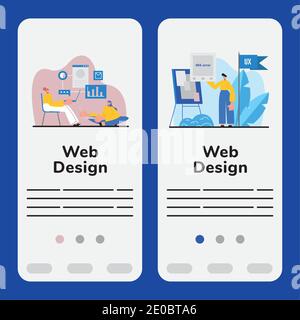 Simbolo di disegno Web impostato in banner, tecnologia Internet e tema multimediale illustrazione vettoriale Illustrazione Vettoriale