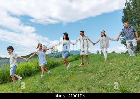 La felicità della famiglia nei sobborghi Foto Stock