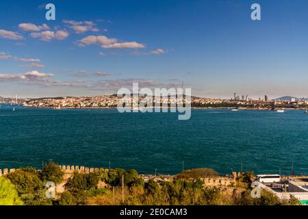 Istanbul, Turchia, vista da Istanbul in Asia parte della zona, grandangolo. Foto Stock