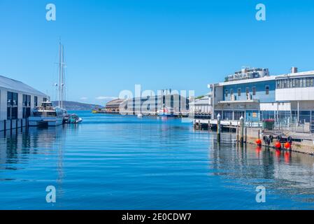 Moli nel porto di Hobart in Australia Foto Stock