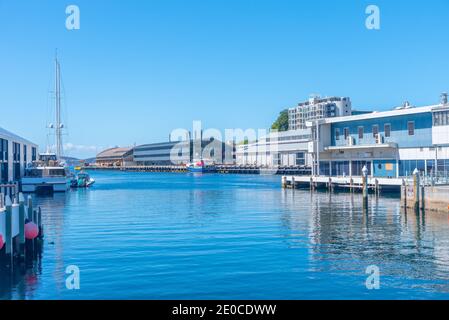 Moli nel porto di Hobart in Australia Foto Stock