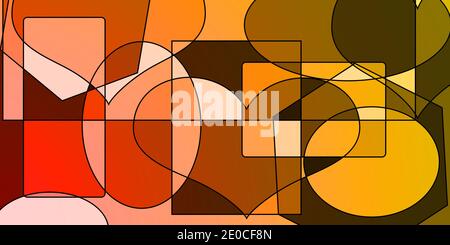 Illustrazione panoramica, mosaico di forme geometriche diverse. Design creativo. Foto Stock