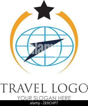 Vettore modello di disegno icona di vettore di logo di viaggio Illustrazione Vettoriale
