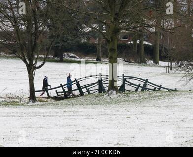 Lurgan Park, County Armagh, Irlanda del Nord, 31 Dic 2020. Tempo nel Regno Unito - ultimo giorno dell'anno e prima nevicata dell'inverno a Lurgan Park. Credit: David Hunter/Alamy Live News. Foto Stock