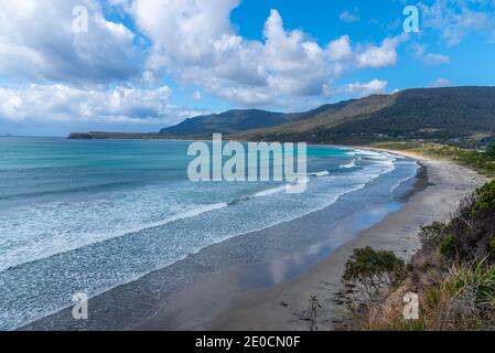 Vista aerea della baia di Pirates in Tasmania, Australia Foto Stock