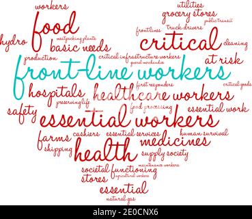 I lavoratori di front-line hanno un fumetto su sfondo bianco. Illustrazione Vettoriale