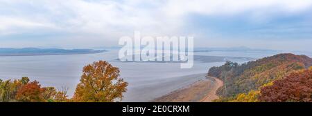 Corea del Nord visto da ODU Mt. Osservatorio dell'unificazione, Repubblica di Corea Foto Stock