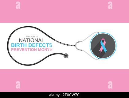 Illustrazione vettoriale del mese nazionale di prevenzione dei difetti di nascita di gennaio. Illustrazione Vettoriale
