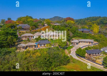 Veduta aerea del Villaggio Folcloristico di Yangdong nella Repubblica di Corea Foto Stock