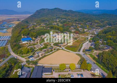 Veduta aerea del Villaggio Folcloristico di Yangdong nella Repubblica di Corea Foto Stock