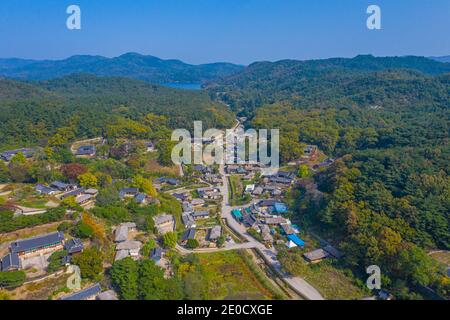 Veduta aerea del Villaggio Folcloristico di Yangdong nella Repubblica di Corea Foto Stock