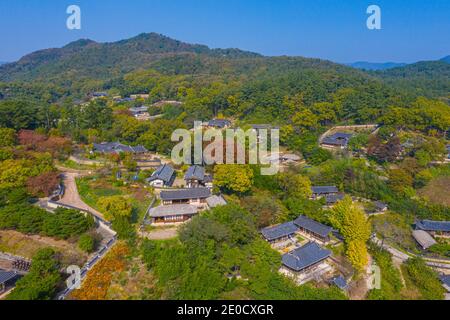 Veduta aerea del Villaggio Folcloristico di Yangdong nella Repubblica di Corea Foto Stock