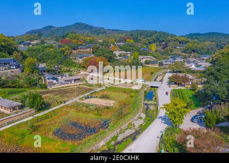 Veduta aerea del Villaggio Folcloristico di Yangdong nella Repubblica di Corea Foto Stock