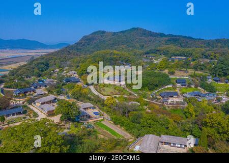 Veduta aerea del Villaggio Folcloristico di Yangdong nella Repubblica di Corea Foto Stock