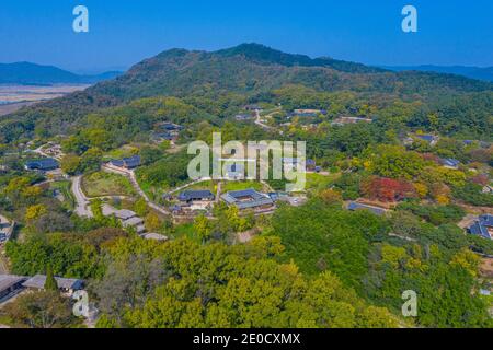 Veduta aerea del Villaggio Folcloristico di Yangdong nella Repubblica di Corea Foto Stock